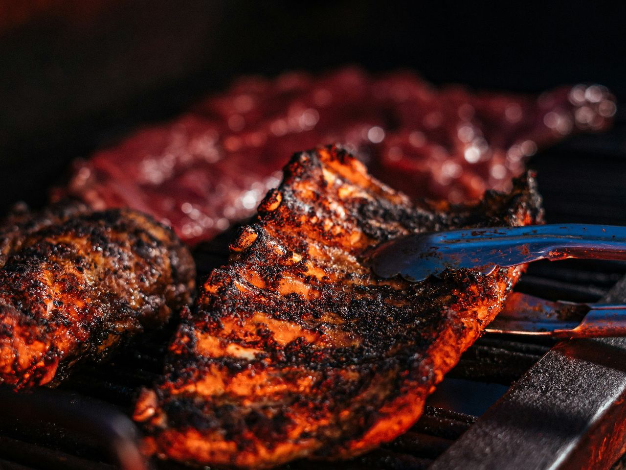 grilled meat on black grill